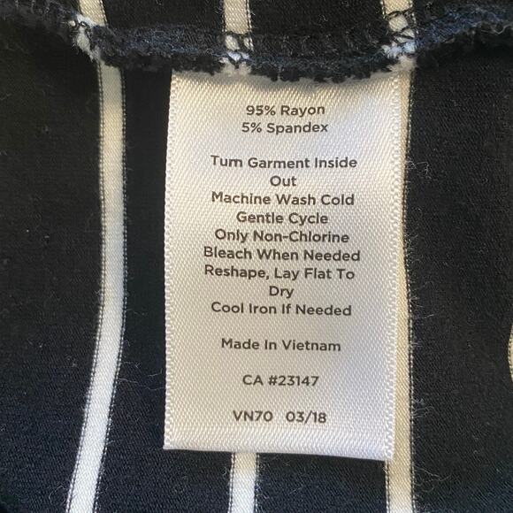 Talbots Wms Med Black White Striped Crossover Stretch Knit Pullover Top Casual - Picture 7 of 8